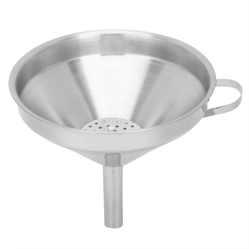 Stainless Steel Funnel with Strainer, Large Wide Mouth, Thickened Household