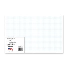 GeekNavy 11" x 17" Quadrille Graph Paper 50 Sheets Landscape - 0.25" 4x4 Square Grid, Blueprint, High Brightness, Border-Outlined, Large Drafting (1-Pack)