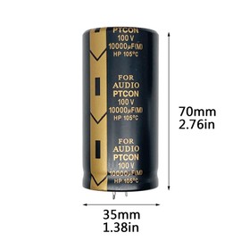 Cermant 2pcs 100V 10000UF Capacitor 35x70MM(1.38x2.76in) High Frequency Aluminum Electrolytic Capacitors for TV, LCD Monitor, Game