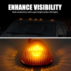 AUTOARIUM 5Pcs Cab Roof Lights Smoke LED Lens Marker Amber For Ford F-250 F-350 F450 F-550 F-650 F-750 E-150 E-250 E-350 E-450 1999-2016 Super Duty Pickup Trucks