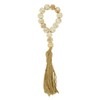 Fennco Styles Handmade White Mango Wood Bead Tassel Napkin Rings,