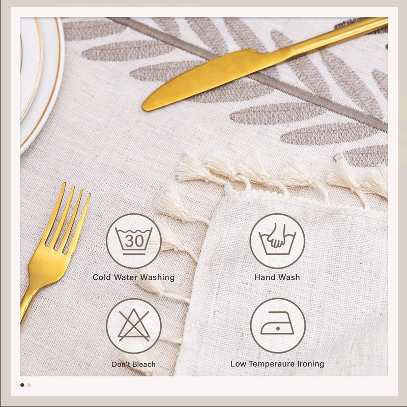 SUNBEAUTY Table Cloth Rectangular Cotton Linen 140x220 Tablecloth Waterproof Wipe