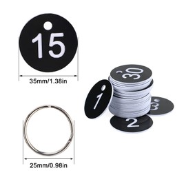 Number Key Tags 1-30, Dedoot 30 Pack 35mm Round Tags Numbered Keychains Plastic Small Key Tags for Dormitory Keys House Lockers -Black