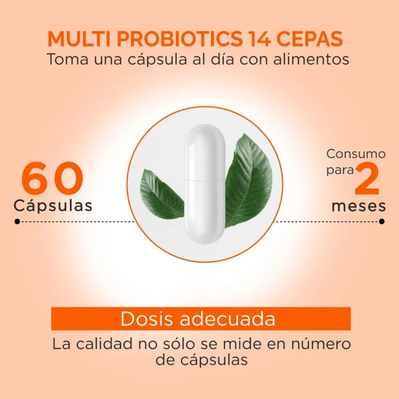 Oby Multi Probioticos Avanzados 70 Billones 14 Cepas Prebioticos Inulina