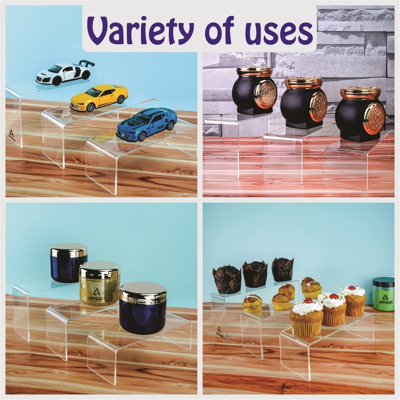 AMIAZI® 6 pcs Clear Acrylic Showcase Display Risers Dessert and