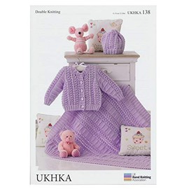 Double Knitting Pattern – Matching Baby Cardigan, Hat & Blanket (UKHKA 138), 12'' - 20'' Chest