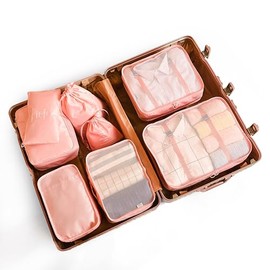 Bolsas de Viaje 8 En 1 FFlion Organizador de Equipaje Viaje (Pink（Rose)-N1)