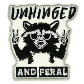 XMJY Unhinged and Feral Iron On Patches, Funny Meme Raccoon Patches for Backpacks, Clothes, Funny Animals DIY Appliques for Trucker Hat, Vests, Jackets