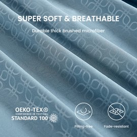 SLEEP ZONE Luxury Embossed Queen Sheets Set, Four-Leaf Clover Pattern Sheet & Pillowcase Sets 4 Piece - Super Soft, Wrinkle Free, Fade Resistant, Deep Pocket 16" (Flint Blue, Queen)