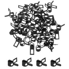 MECCANIXITY 50 Pcs Fuel Line Clamps Spring Band Hose Clamps, 6mm Silicone Air Tube Vacuum Hose Water Pipe Low Pressure Clamps Assortment Kit, Black