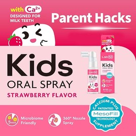 LAB52 Kids Oral Spray, Toddler Toothpaste Helper for Daily Oral Care and Fresh Breath, Children Approved with Fluoride Free for Newborn to Preschoolers, Xylitol Strawberry Flavor