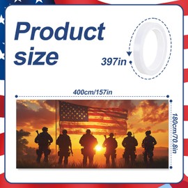 13x6ft Patriotic American Soldier Silhouette Garage Door Flag, Military Tribute flag - Sunset USA Flag Themed Outdoor Decor