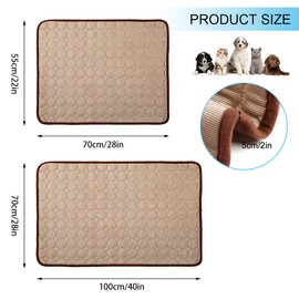 Dog Self Cooling Mat Pet Washable Summer Pads Chill Blanket Hot Weather Sleeping Kennel Mat,Ice Silk Sleep Mat Pad Non-Toxic Breathable Sleep Bed for Large Dogs Cats Ice Silk Chill Pads Coffee