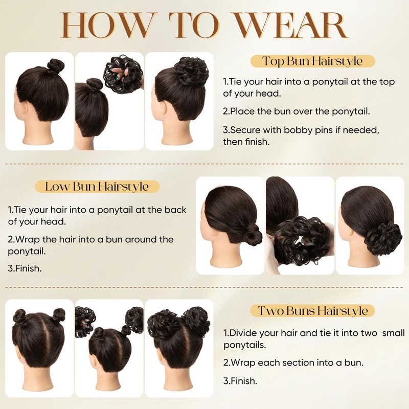 CJL HAIR Small Messy Bun Hair Pieces for Women Thin
