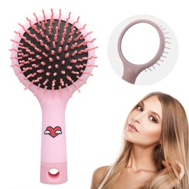 Cartoon Antistatische Haarbürste mit Spiegelkamm, Mini-Reisehaarbürste, nasses und trockenes Haar verheddertes Haarbürste, leicht durch Verfilzungen, geeignet für Mädchen, Damen