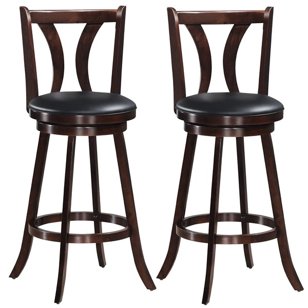 COSTWAY Bar Stools Set of 2, 360-Degree Swivel Stools with