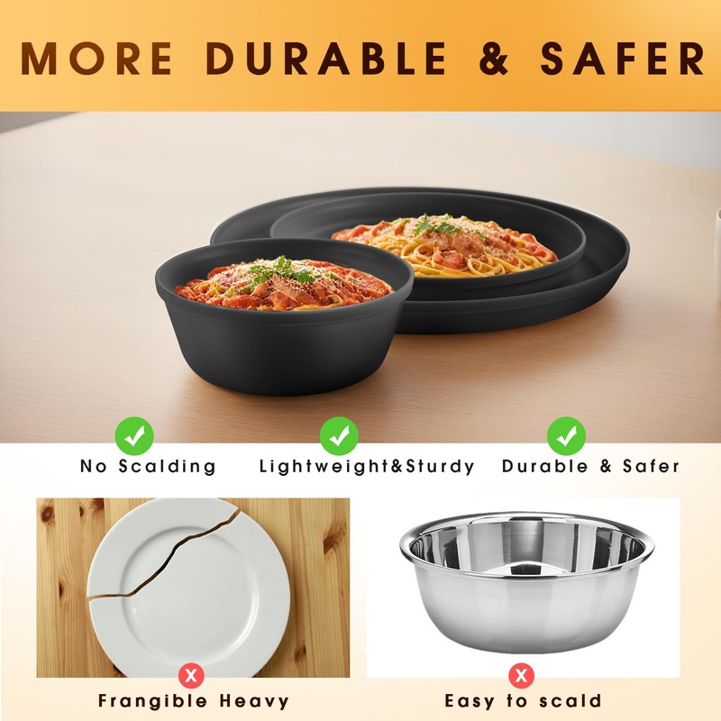 ZIVONA Plastic Dinnerware Sets – 40-Piece Blue Plates and Bowls