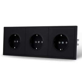 JIMEIDA 3 Socket Black Matt Flush-Mounted Smooth Skin Feel with Plug-In Terminal 16 Amp Socket Wall Socket (Cannot Be Installed Vertically)