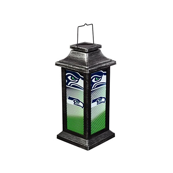 Team Sports America Seattle Seahawks Solar-Powered Outdoor Safe Hanging Garden Lantern