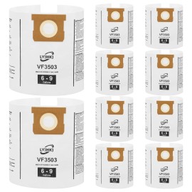 10 Pack VF3503 Repalcement Shop Vac Filter Bags Compatible with Ridgid 6-9 Gallon Wet/Dry VacsColor: White
