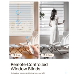 JaeJaes Motorized Blinds with Remote Control, PVC Rechargeable Electric Blinds for Windows Light Filtering Horizontal Blinds for Home Office, 35" W x 72" H, White