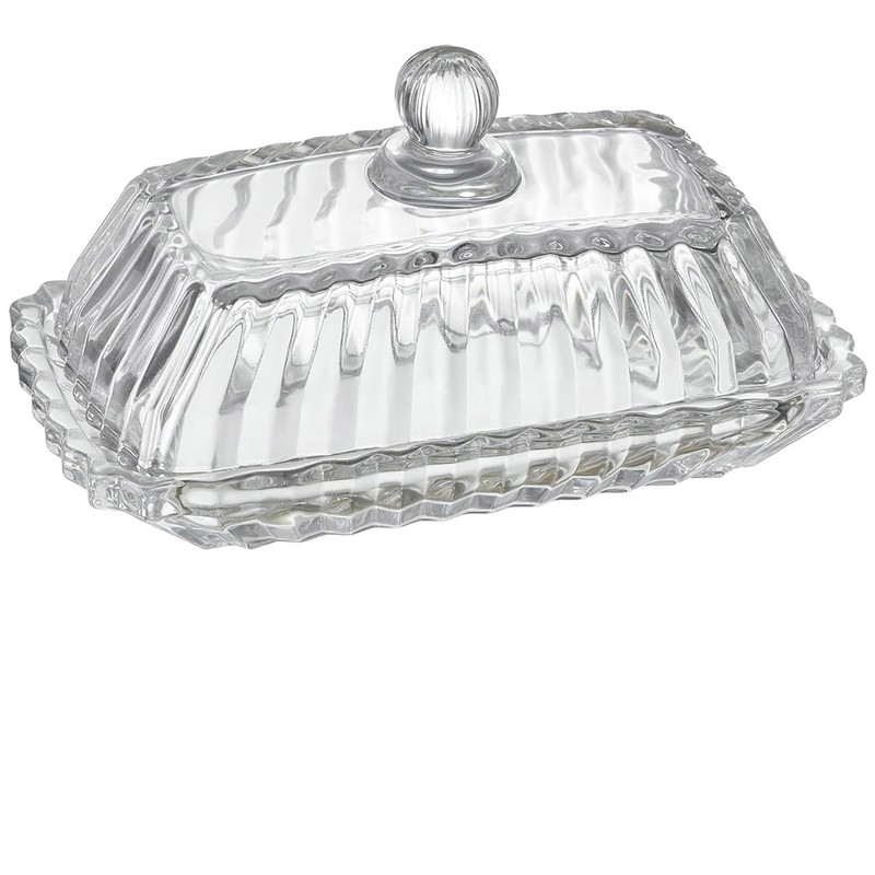 Clear Glass Butter Dish with Lid for Countertop - Refrigerator