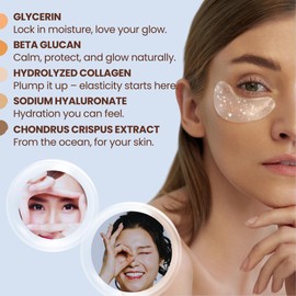Gavacy Glitter Marine Collagen Under Eye Patches (24 Pairs), 4 Shimmery Colors, Hydrating Under Eye Gels for Puffy Eyes, Dark Circles, Eye Bags, Wrinkles, Eye Mask, Best Xmas Gift for girls