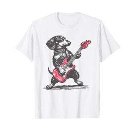 vintage dachshund weenie playing guitar T-Shirt