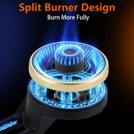 BesNerg Propane Stove 3 Burner Gas Stove, 34000 BTU High-Efficiency Auto Ignition Tempered Glass LPG Cooktop with CSA Regulator and Hose – for Outdoor Camping, RV, and Emergency Cooking