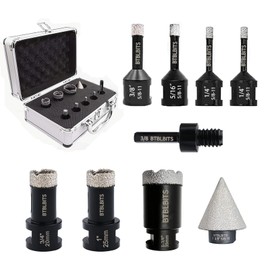 BTBLBITS Diamond Core Drill Bits Set 9pcs (6/6/8/10/20/25/35mm Tile Diamond Hole Saw Bit Kit+35mm Beveling Chamfer Bit+5/8"-11 to Hex Adapter) for Porcelain Ceramic Tiles Marble Granite Brick Concrete
