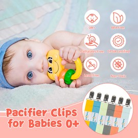 Babygoal Metal Pacifier Clips for Boys, 6 Pack Pacifier Holder Fits Most Pacifier Styles &Teething Toys and Pacifier Clips for Boys And Girls 6MP10-CA