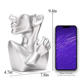 BRABUD Resin Half Face Planter Silver Head Flower Pot Indoor Outdoor Planter, Modern Home Book Room Office Decoration 9.4inches(H) TQGJBS315