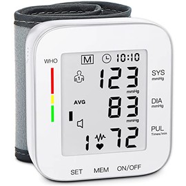 MMIZOO Monitor de presión arterial, pantalla LCD grande y brazalete ajustable de 5.3 a 7.7 pulgadas, memoria de lectura automática de 90 x 2 para uso doméstico(W1681)