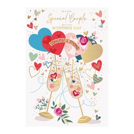 Words 'n' Wishes Wedding Card - To a Very Special Couple on your Wedding Day, 24 x 17 cms, Multi-coloured, Made in the UK