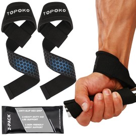 TOPOKO Lifting Wrist Straps for Weightlifting, Deadlifts, Powerlifting & Strength Training – 21.2” Cotton Workout Straps with Neoprene Padding & Non-Slip Hex Grip – Gym Straps for Men & Women
