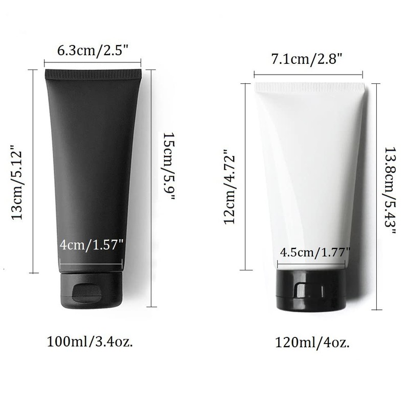 Aspire 4 Pack 3.4 OZ/100 ml Black Travel Cosmetic Soft