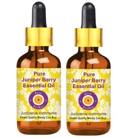 Deve Herbes Pure Juniper Berry Essential Oil (Juniperus communis) with Glass Dropper Steam Distilled (Pack of Two) 100ml X 2 (6.76 oz)