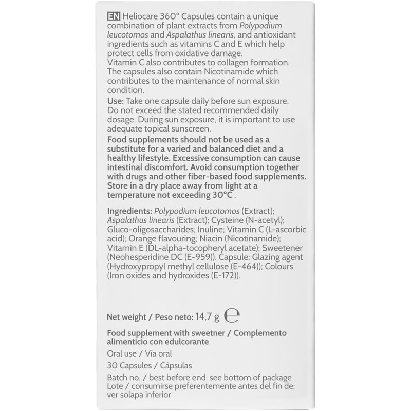Heliocare 360 Oral Skin Supplement 500mg – Advanced Antioxidant Formula,