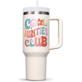 Aunt Gifts, Mothers Day Gift from Niece Nephew, 40 OZ Tumbler Best Aunts Gifts for Auntie, Cool Aunties Club Insulated Cup with Handle Unique Funny Birthday Gift for Women, New Auntie, Aunt to Be