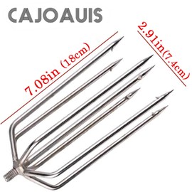 CAJOAUIS Fishing Harpoon 7 Prong Stainless Steel Fishing Gig Gaff Fork Hook with 8mm Screw for Frog Barbed Stainless Steel