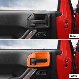 CheroCar Interior Door Handle Bowl Cover Trim Interior Accessories Compatible with 2011-2017 Jeep Wrangler JK JKU 4-Door,Orange…
