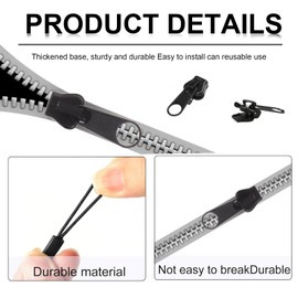 Pack of 36 Zip Zippers, Zip Repair Kit, Zip Puller for Zip, Zip Slider Replacement Suitable for Repairing Damaged Clothes (Black)