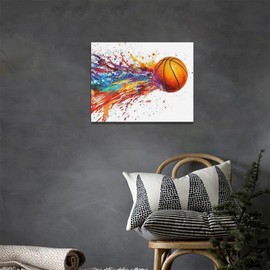 Banksy Basketball Wall Art Sport Street Graffiti Pictures Colorful Basketball Sports Wall Decor Canvas Print Painting Artwork for Gym Bedroom Living Room 12"x16"