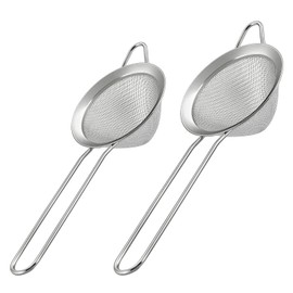 Harewu 2 Pack Fine Mesh Strainer, Small Stainless Steel Sieves with Handles, for Steeping Loose Leaf Tea, Straining Cocktail, Juice and Sifting Flour, Powdered Sugar (2pcs-Conical)
