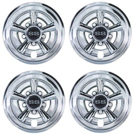 buggies unlimited Golf Cart 8" Chrome SS Wheel Covers Hub Caps Set of 4