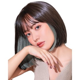 AQUADOLL SBRinLBA Wg341SBRinLBA Wig, Bob, Inner Color, Earring Color, Full Wig, One Size Fits Most, See-Through Brown in Light Blue Ash