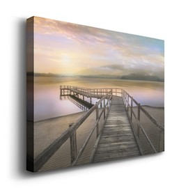 Renditions Gallery Abstract Beach Canvas Wall Art Landscape for Living Room Bedroom Office, Morning on the Lake,Ready to Hang, 48''x 32'', Made in America, (AZV-WC22-41759-R-3248-SC)