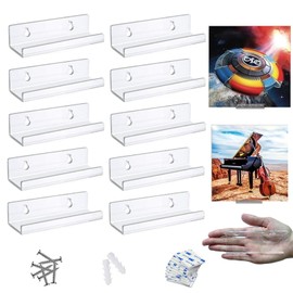Acrylic Wall Display Shelves, 4 Inch Vinyl Record Wall Display Holder,Clear Floating Acrylic Album Record Holder for Displaying Your Daily LP Listening, with Mounting Hardware,(10-Pack)