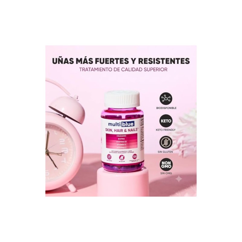 MultiBlue - Colageno + Biotina 120 Capsulas | Formulado con