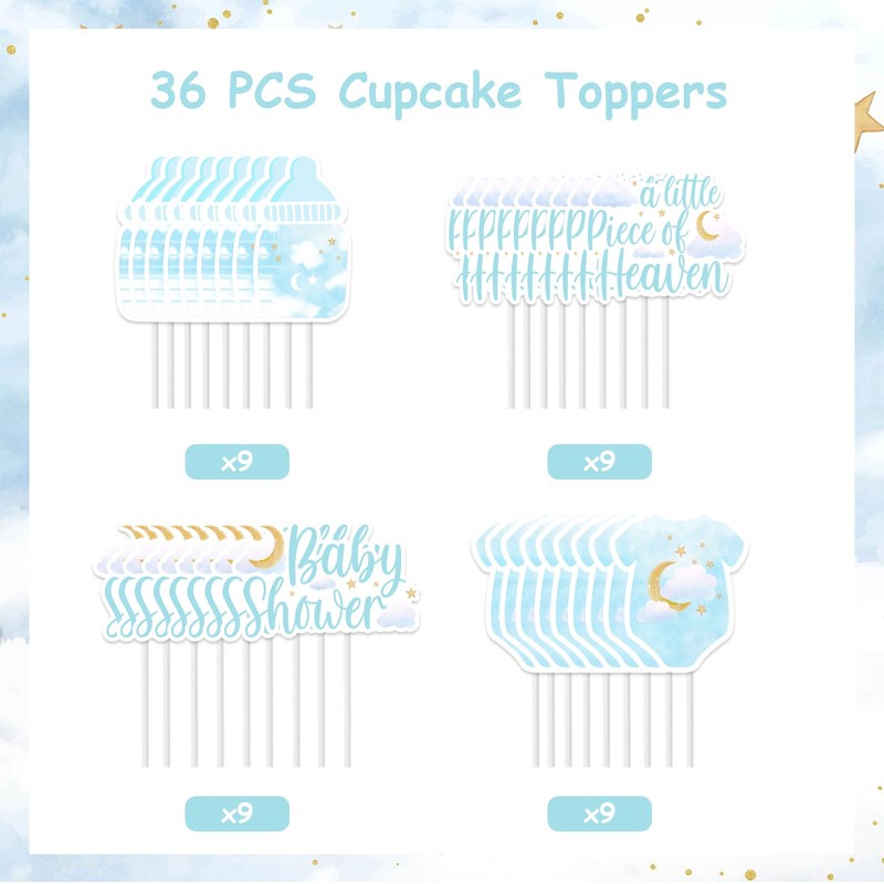 Sursurprise 36PCS A Little piece of Heaven Baby Shower Cupcake